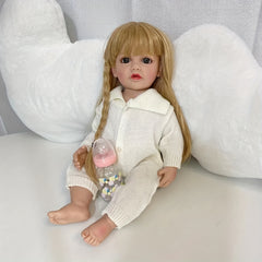 55 88 Cm Soft Full Body Enamel Reborn Doll Long Hair for Girl