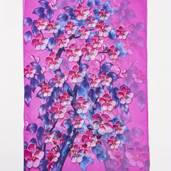 Purple Flower Print Scarf Hijab Shawl Windproof Head Wraps Bandana Women