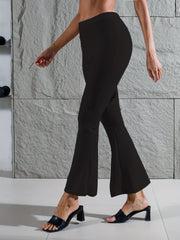 Ribbed Yoga Flared Leggings High Waist Wide Leg Pants
