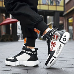 Men's Graphic Print High Top Skate Shoes Wear resistant Non Slip Sneakers