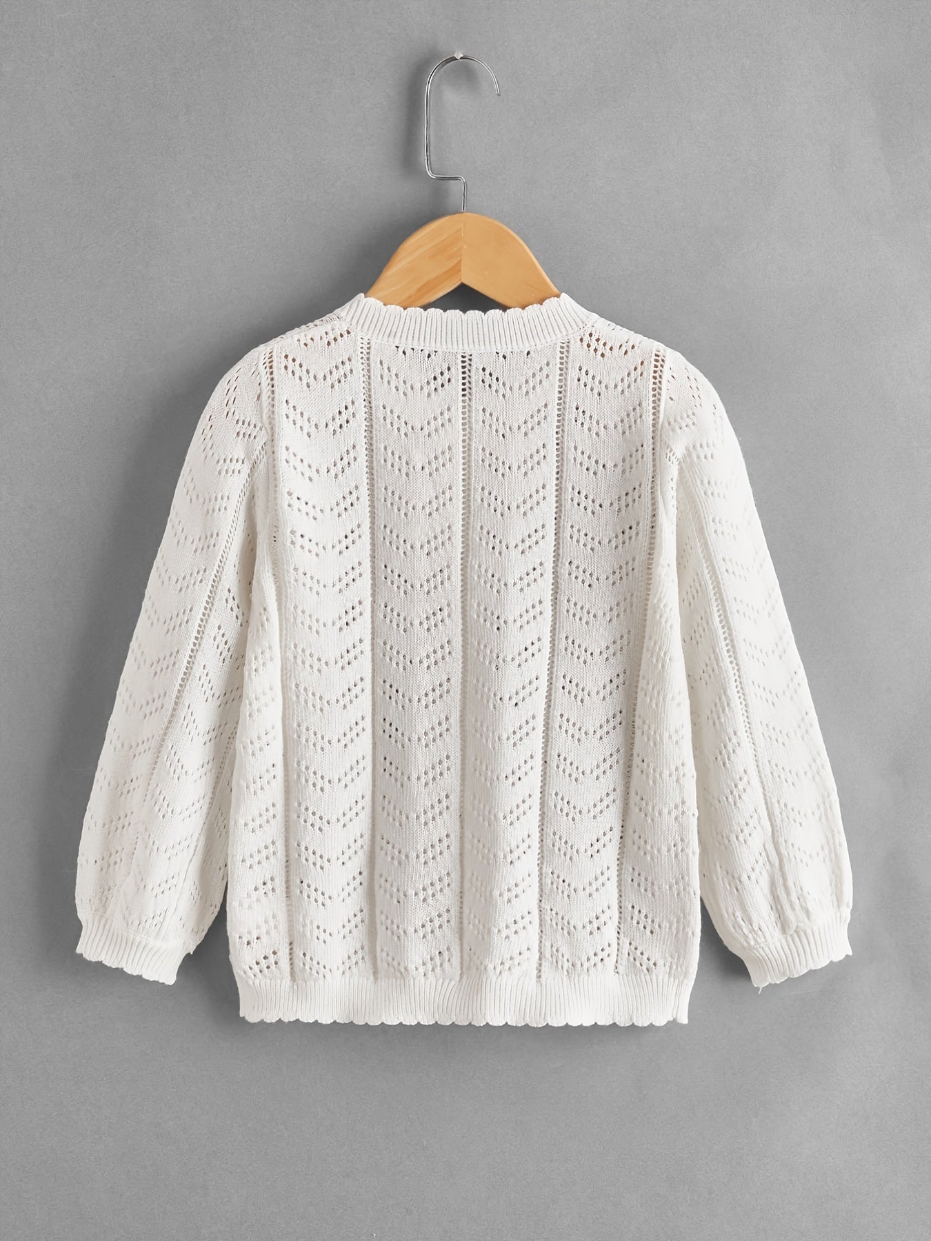 Girls Hollow Out Long Sleeve Knit Cardigan Sweater