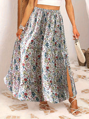 Boho Skirt Women's Floral Print A Line Skirt
