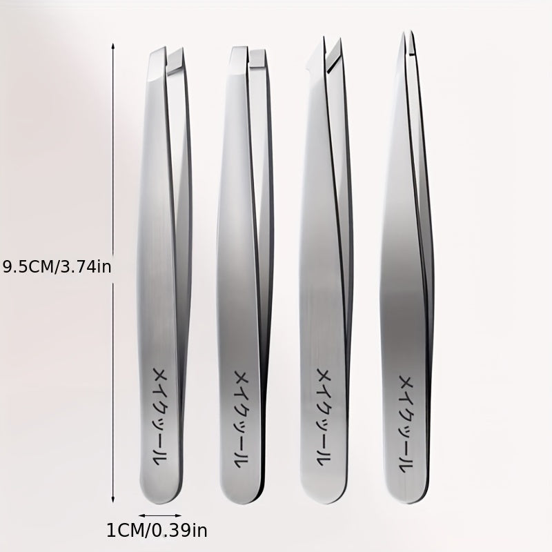 4pcs Eyebrow Tweezers Eyelash Clip Set Universal Eyebrow Shaping Pliers