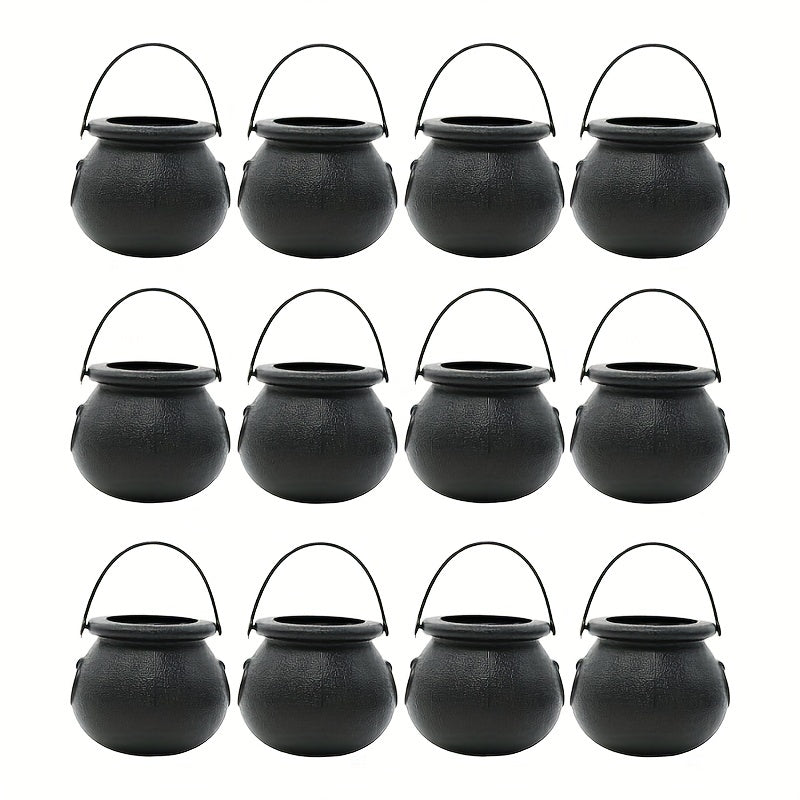 12pcs Mini Witch Cauldron Halloween Candy Buckets for Party Favors