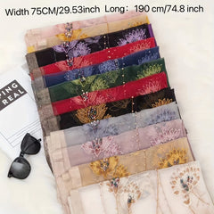 Silk Scarf Embroidered Beads Decorative Shawl Thin Sunscreen Shawl