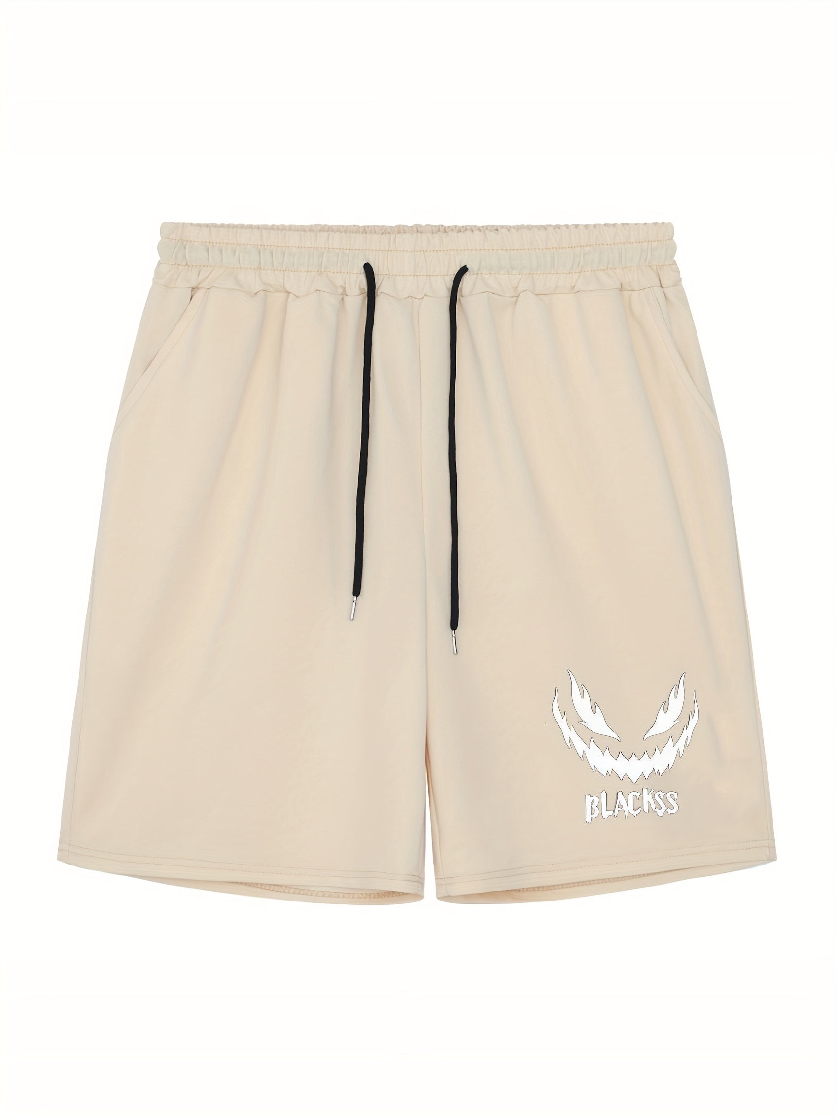 Men's Pumpkin Face Workout Shorts Stretch Drawstring Sports Short