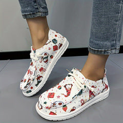 Women's Christmas Style Canvas Shoes Round Toe Non slip Flats
