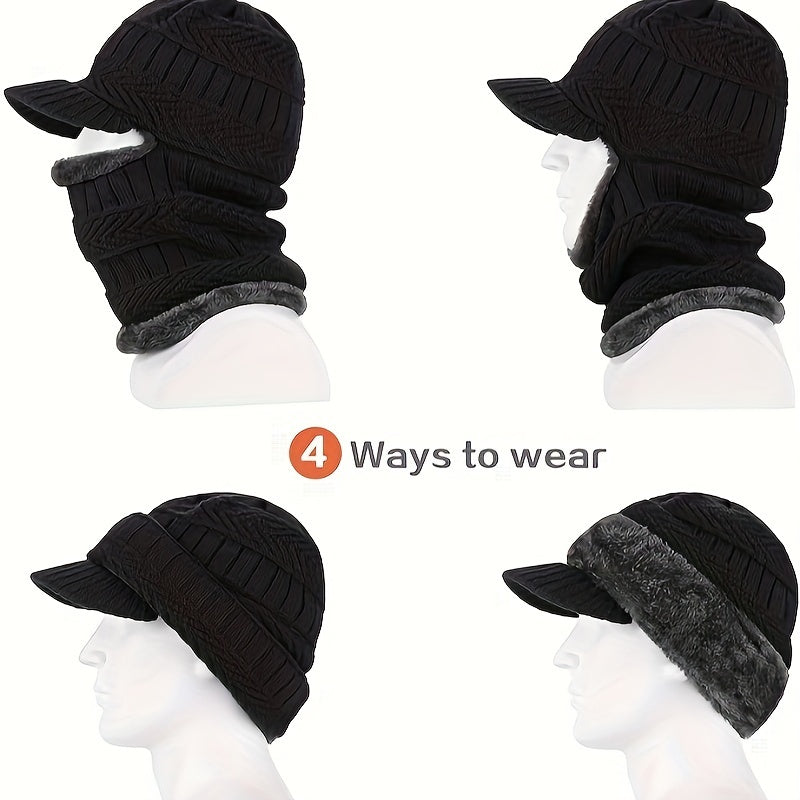 Winter Knitted Balaclava Beanie Hat Warm Ski Mask Windproof Hood Fleece Headwear
