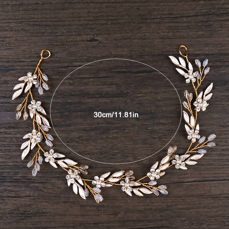 Bride Hair Jewelry Golden Headdress Wedding Comb