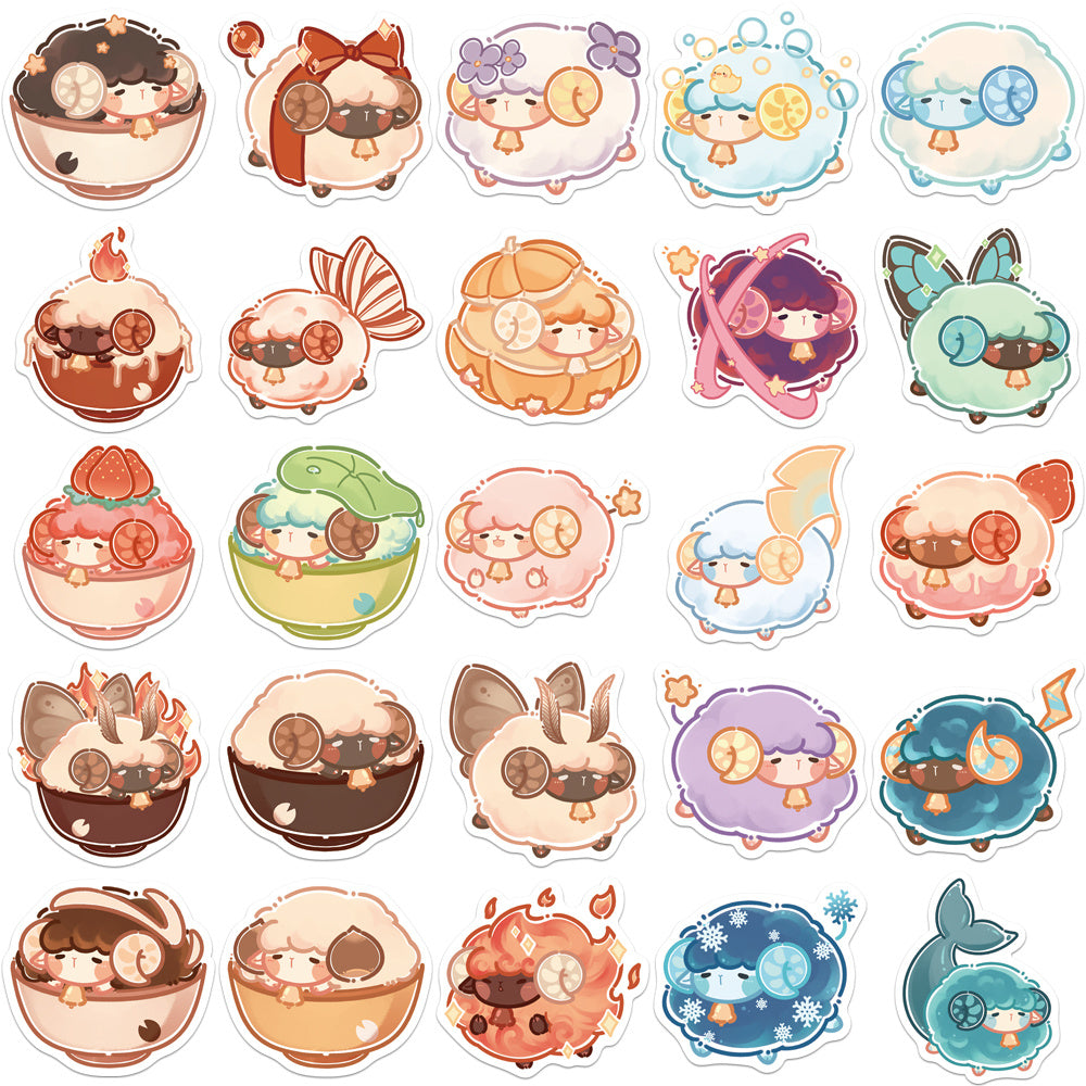 50pcs Magical Lamb Waterproof Stickers for Desserts