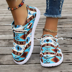 Retro Floral Print Low Top Sneakers Lightweight Casual Walking Shoes