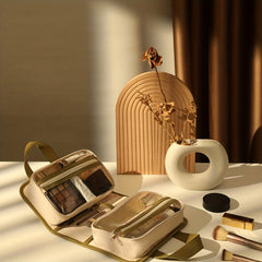 Women's Folding Makeup Bag Toiletry & Cosmetic Organizer for Travel