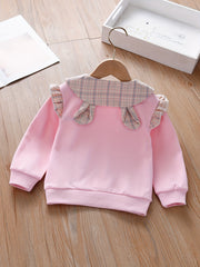 Girls' Plaid Button Crew Neck Sweatshirt for Casual Outfit