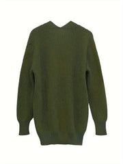 Women's Plus Solid Long Sleeve Open Front Cardigan With Pockets