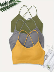 3 Pcs Girls Crisscross Back Sports Bras for 10-14 Years Old