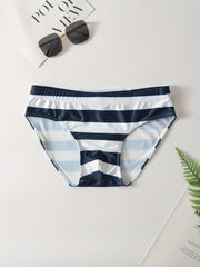 Men's Stripe Drawstring Triangle Briefs Swim Shorts