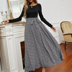Floral Print Belted Skirt High Waist Boho Style