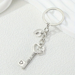 Heart Key Keychain Romantic Metal Key Ring Purse Bag Backpack Car Key Charm