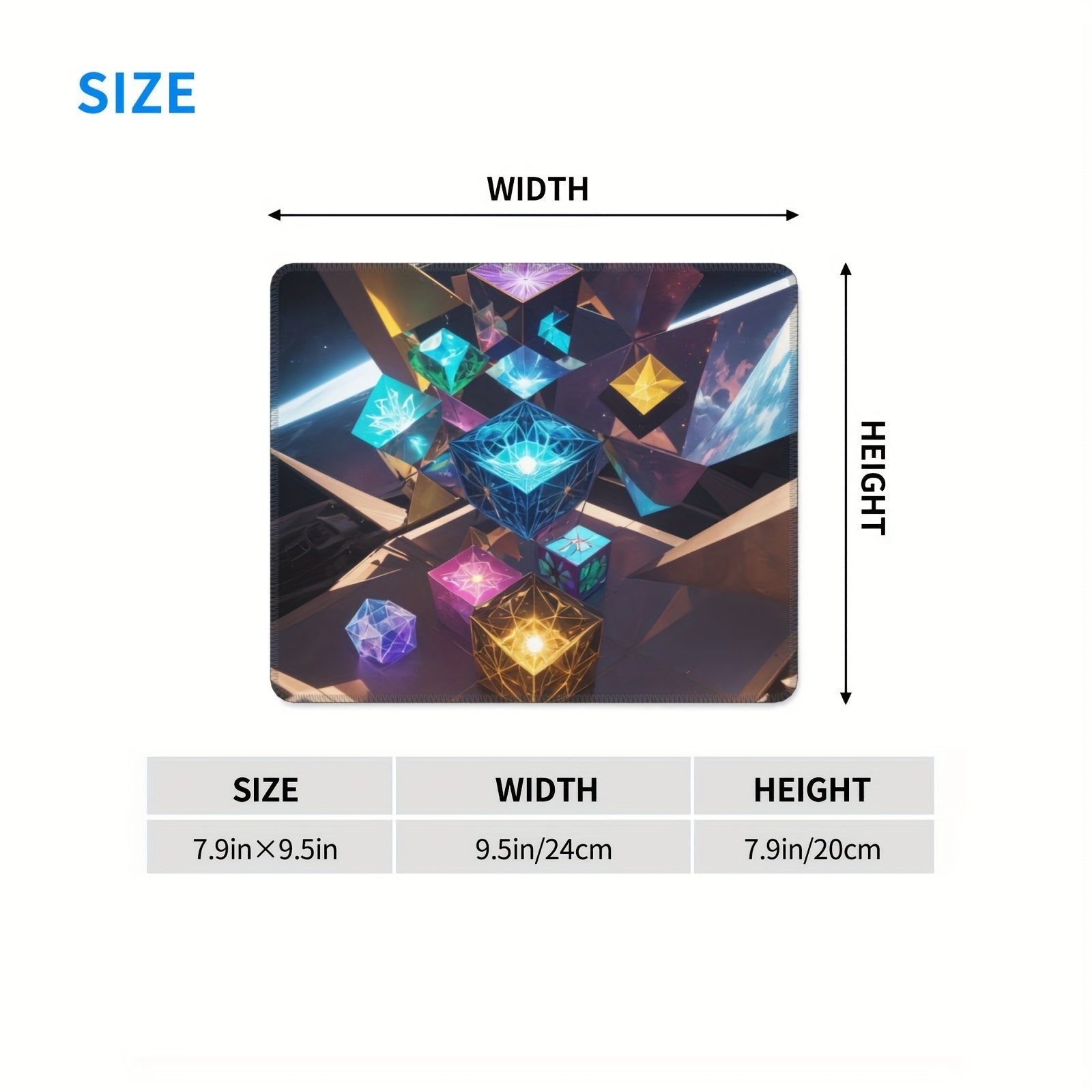 Cube Pattern Mouse Pad 24x20cm for e-Sport Home Office