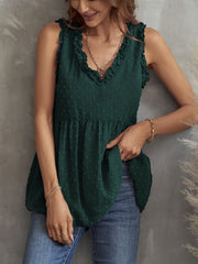 Chiffon V Neck Tank Top Casual Summer Sleeveless Loose Fit
