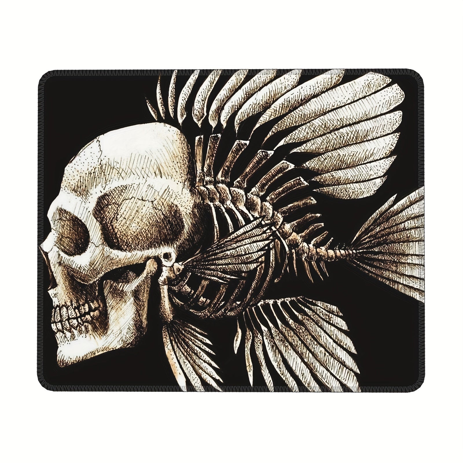 Skull Fish Pattern Mouse Pad 24x20cm for Games Home Office Non-slip Rubber
