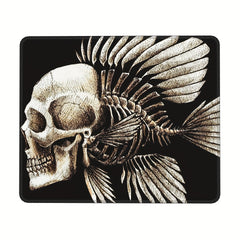 Skull Fish Pattern Mouse Pad 24x20cm for Games Home Office Non-slip Rubber