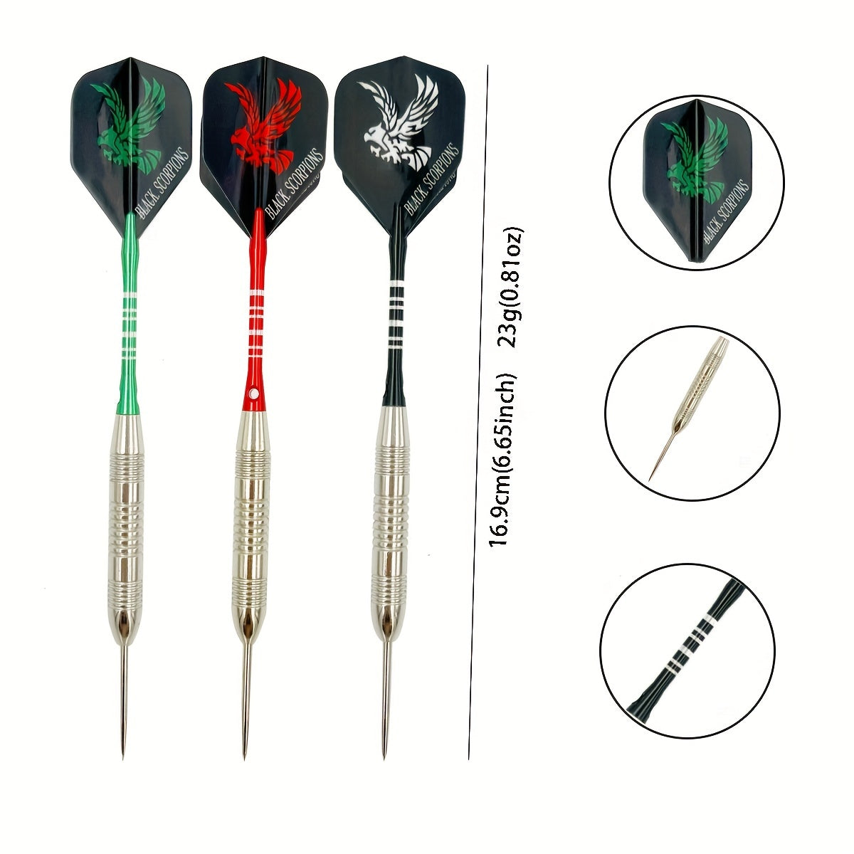 3pcs Professional Stainless Steel Needle Dart Set