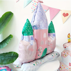 Pink Castle Aluminum Balloon Pedestal Girl's Princess Dream Gift