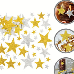 Golden & Silver Pentagram Foam Stickers for Crafts & Parties