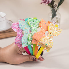 5pcs Girls Glitter Bow Head Hoops Hairbands Hair Accessories Set