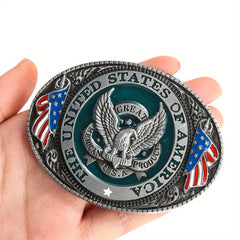 USA Flag Eagle Alphabet Belt Buckle for Jeans