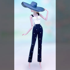 Wide Leg Trousers and Top Outfit for 1:6 Scale Dolls, Doll Dress Accessories