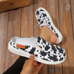 Men's Cow Print No Tie Slip On Loafers