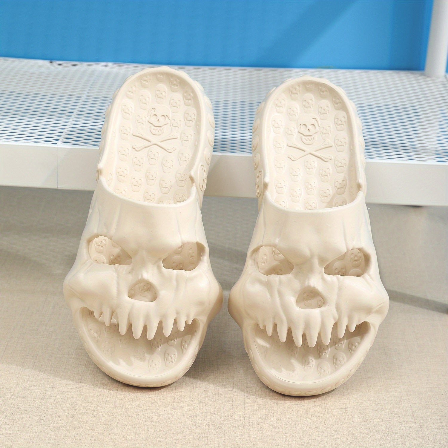 Women's Skull Head Slides Soft Sole Halloween Shoes