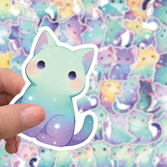 53pcs Cartoon Starry Sky Cats Funny Stickers Waterproof Vinyl Stickers
