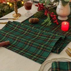 Christmas Green Yellow Plaid Table Runner Home Restaurant Hotel Mat