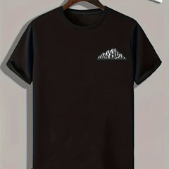 Mountain Print Men's Comfy T Shirt for Outdoor Summer