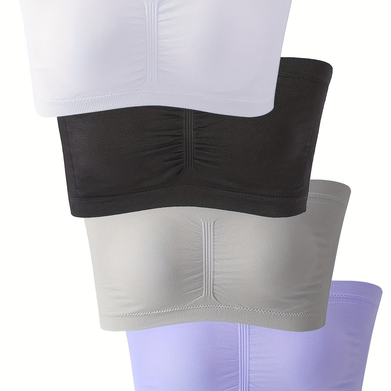 4pcs Seamless Bandeau Bras Soft Strapless Stretch Bra Women's Lingerie