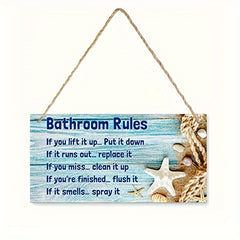Beach Bathroom Decoration Sign Waterproof Bathroom Rules Shell Deco