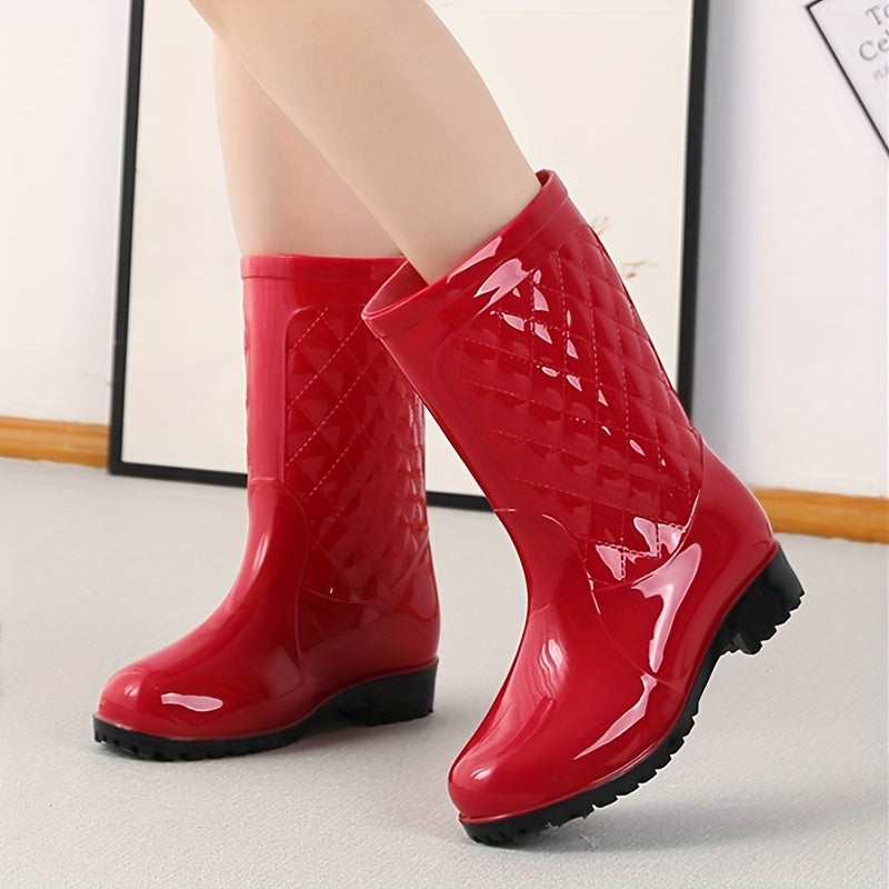 Women's Medium Top Rain Boots Waterproof Non slip Outdoor Boots