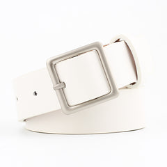 Square Metal Pin Buckle Women Leather Belt for Jeans