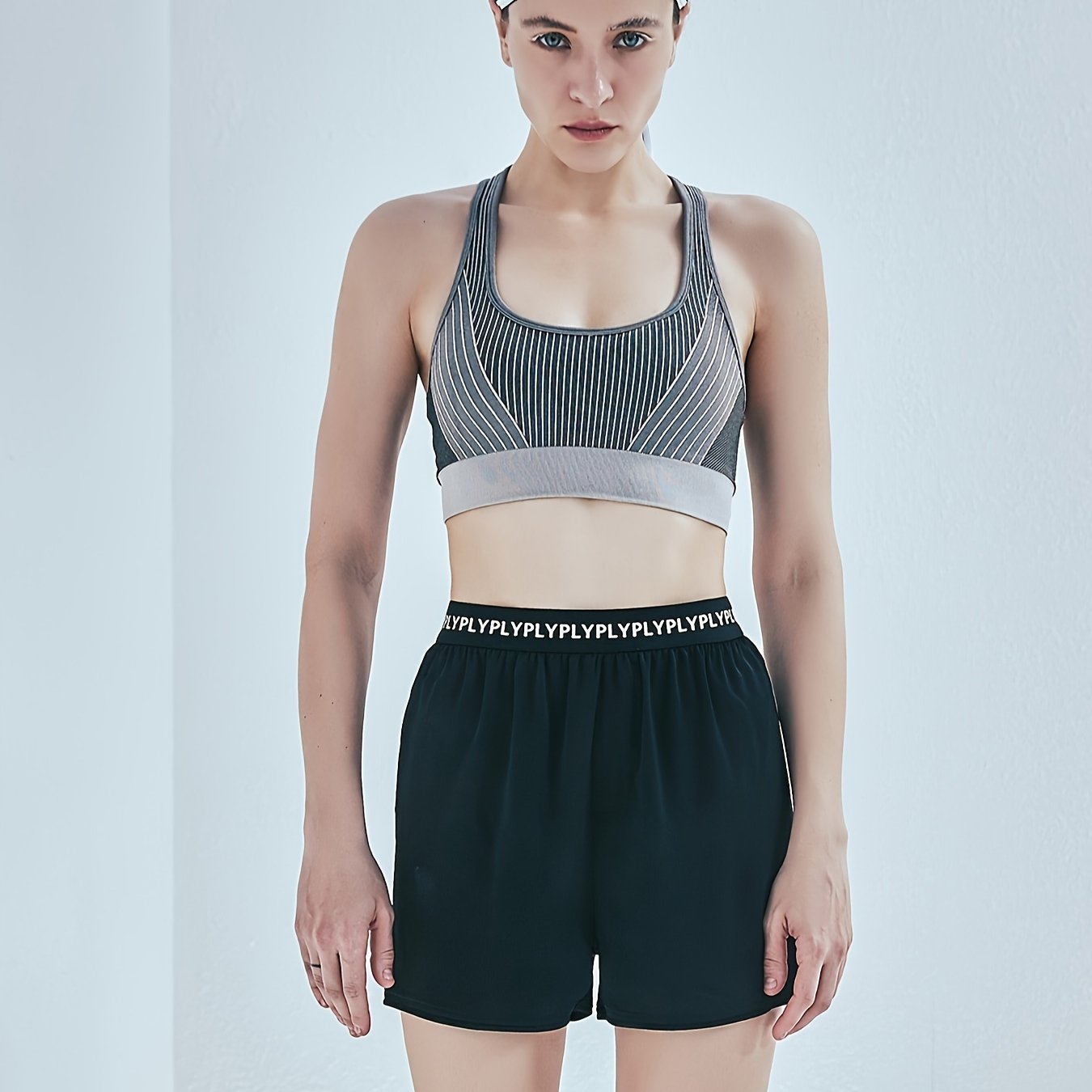 Letter Pattern Waist Fitness Causal Shorts for Women