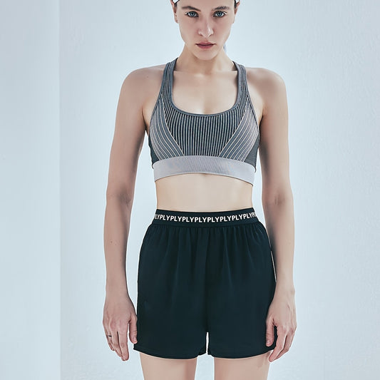 Letter Pattern Waist Fitness Causal Shorts for Women