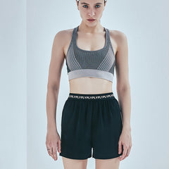 Letter Pattern Waist Fitness Causal Shorts for Women