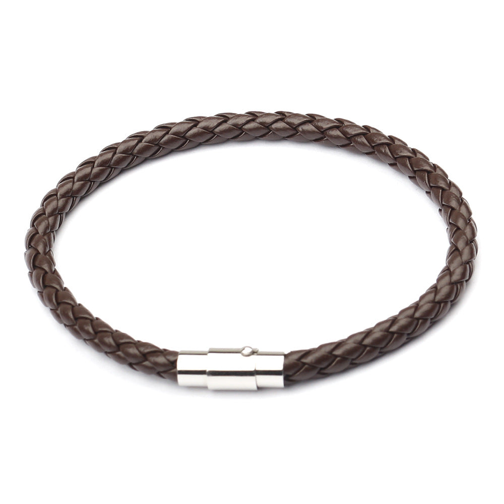 European Magnetic Men's Leather Rope Bracelet