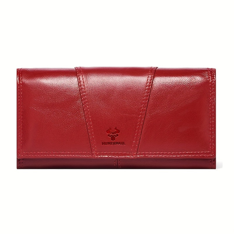 RFID Blocking Women's Travel Wallet Snap Closure Red