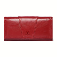 RFID Blocking Women's Travel Wallet Snap Closure Red