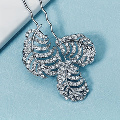 Rhinestone Leaf Hair Pin Bridal Wedding Accessory