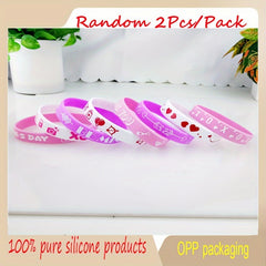 4 Pcs Random Rubber Wristband Silicone Bracelet Gift for Boyfriends Girlfriends
