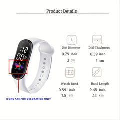 Kids LED Wristband Watch Girls Students Sporty Electronic Timepiece